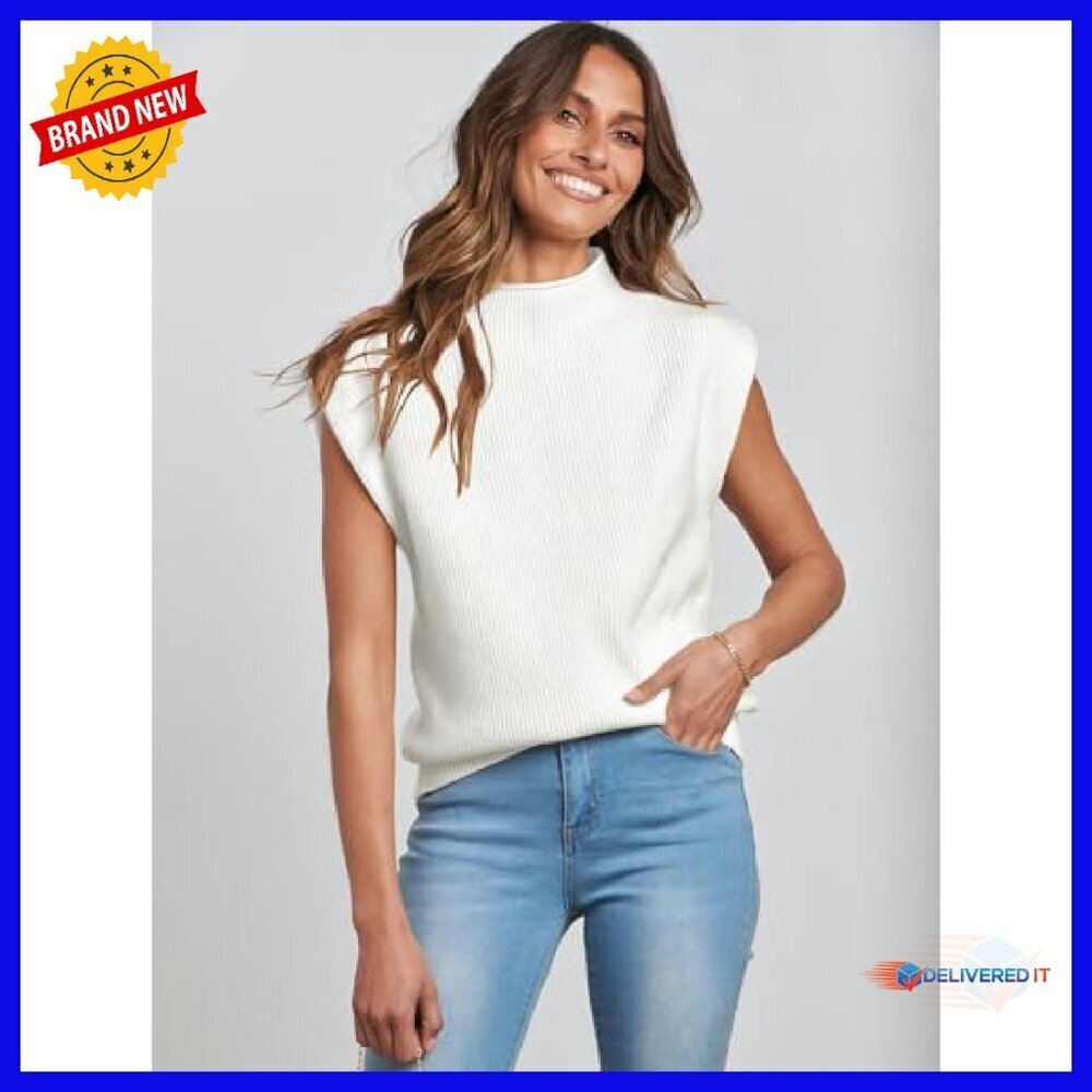 Mock Neck Sleeveless Sweater Vest Knit Pullover Tank Top Women's Casual - Picture 7 of 8